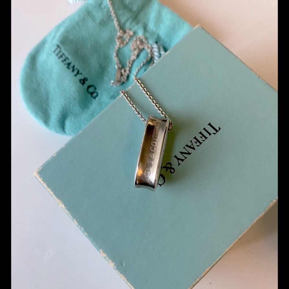 Tiffany & Co. 1837 Loop Oval Ring Pendant Necklace 18" Silver 925
